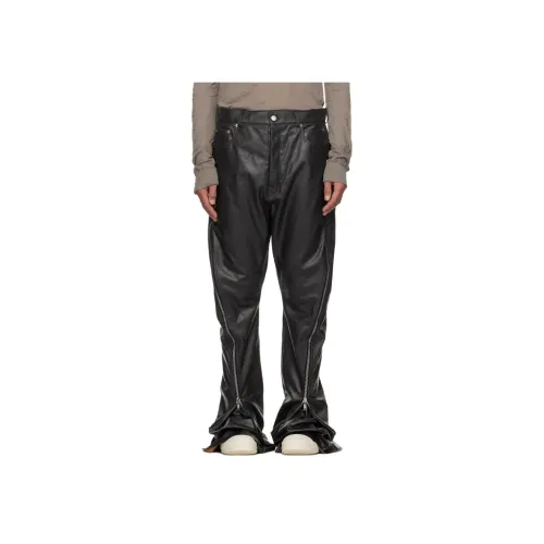 RICK OWENS совместный бренд Черные Мужские Кожаные Штаны