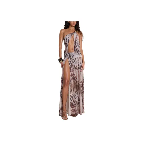 Jaded London Valentina Асимметричное Платье Maxi Slip с Вырезами Женское MULTI Многоцветное