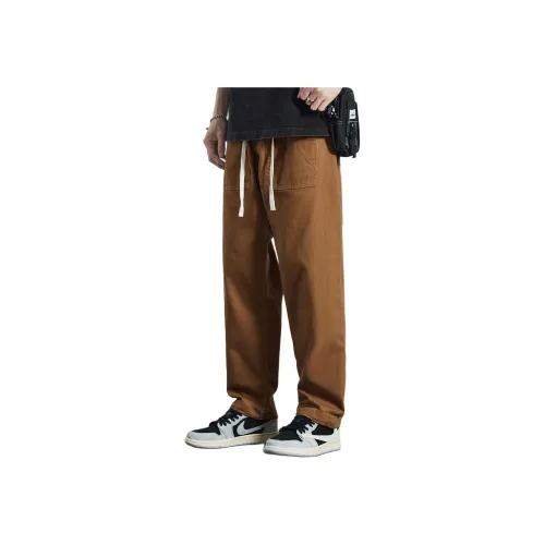 Tonlion Коричнево-желтые унисекс повседневные штаны