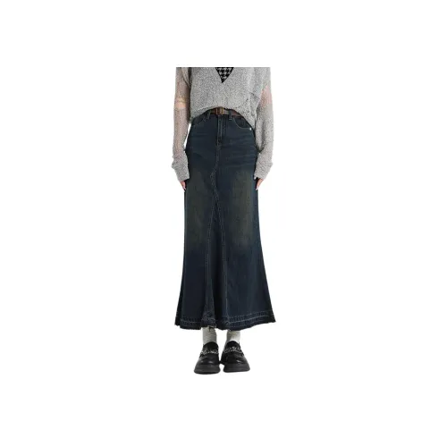 Weixi Деним Длинная Юбка Женская Винтажный Синий