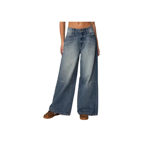 Edikted Skater Girl Washed Low Step Stitch Jeans Women's