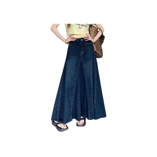 BVODE Темно-синий женские джинсовые длинные юбки