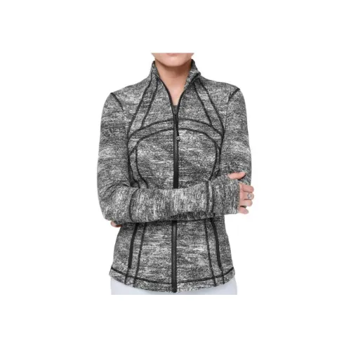 lululemon Define Куртка Тесная Фитность С Регулируемым Подкладкой Женская Черно-Белая Жаккард