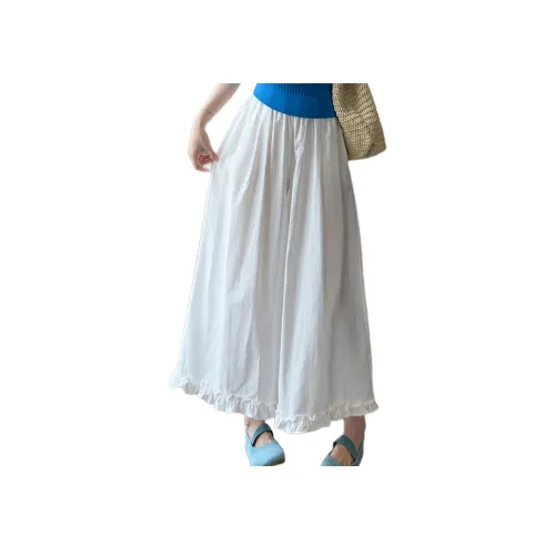 Wen Shan Белые Брюки длиной до щиколотки Женские Повседневные брюки