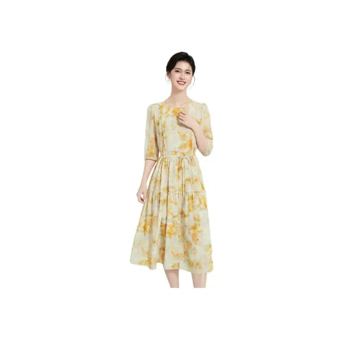 JINJU Короткий рукав Платье Женское