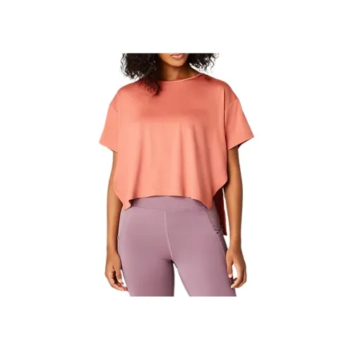 Asics Flex STRETCHSHORT Рукав Топ T Рубашка Женские Пустыня Красный