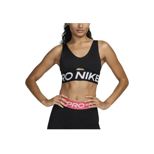 Nike Pro Средняя поддержка Утепленный Спортивный бюстгальтер Спортивное белье Женские Черный