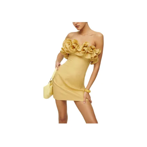 REFORMATION Tracy Linen Sleeveless Dress Women's Yellow