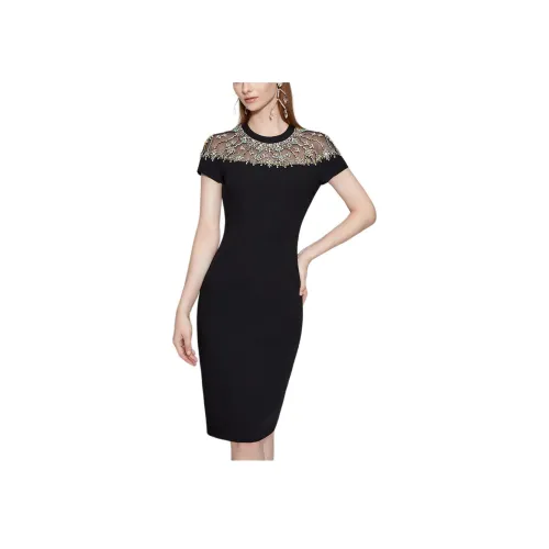 Badgley Mischka Короткий рукав Платье Женское Черное