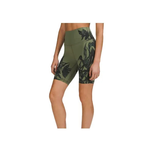 Lululemon Align™ Series Спортивные шорты Женские Растение Цветочный дизайн Зеленый Саржа Смешанный цвет
