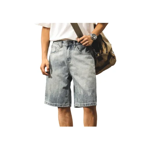JIELEINUO Blue Men's Denim Shorts JIELEINUO Синий Мужские Джинсовые Шорты