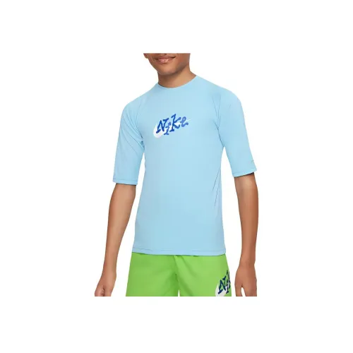 Nike Big Детский Мальчики' Короткий Рукав Hydroguard Детский Купальник Водолея Синий Подростки