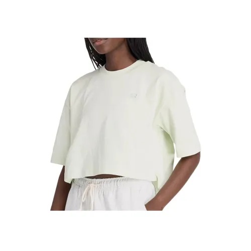 New Balance Т-рубашка с оборванными рукавами женская натуральный цвет мятный