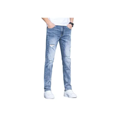 YUQIAN Светло-синие унисекс джинсы