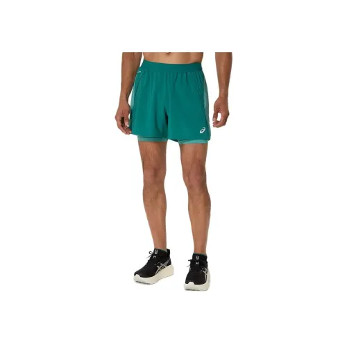 Asics ROAD 2N1 5IN SHORT Повседневные шорты Мужские Синие Зеленые