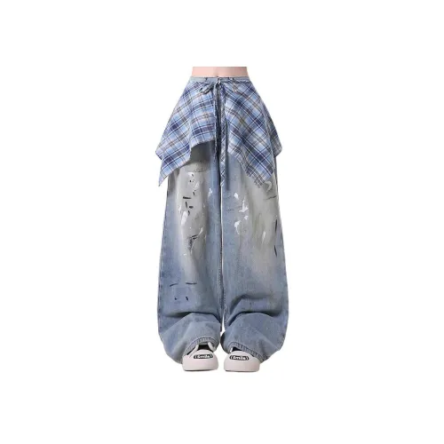 BQERTY Винтажные синие женские джинсы