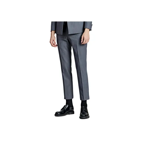 DIKENI Костюм Брюки Мужские Серо-Белые Полосы