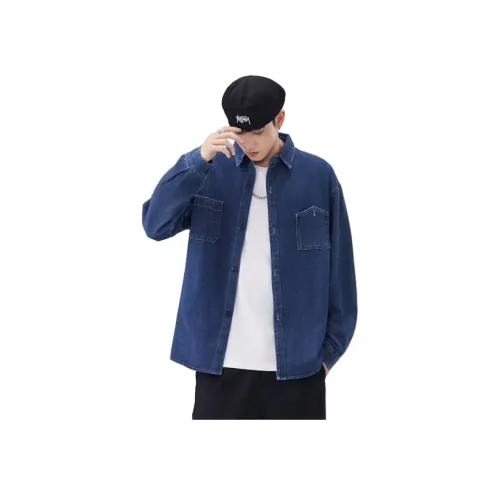 CTIDESTRAW Washed Dark Blue Men's Denim Jackets CTIDESTRAW Промытый Темно-синий Мужские Джинсовые Куртки