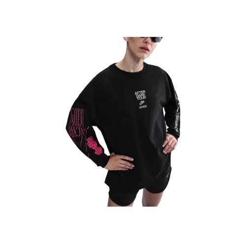 nike Swoosh Рукав с оборванным плечом T-рубашка Женская Черная