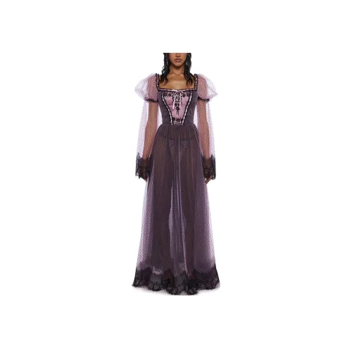 Dolls Kill Sugar Thrillz Melancholy Cotillion Maxi Dress Длинное платье с длинными рукавами Женское Розовый Розовый