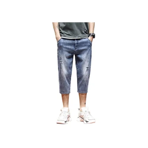 FRALAARRI Blue Men's Denim Shorts FRALAARRI Синий Мужские Джинсовые Шорты