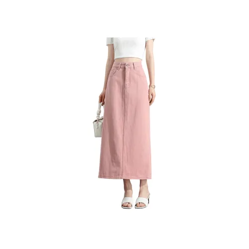 Silly Деним Длинный Юбка Женские Грязно-розовый