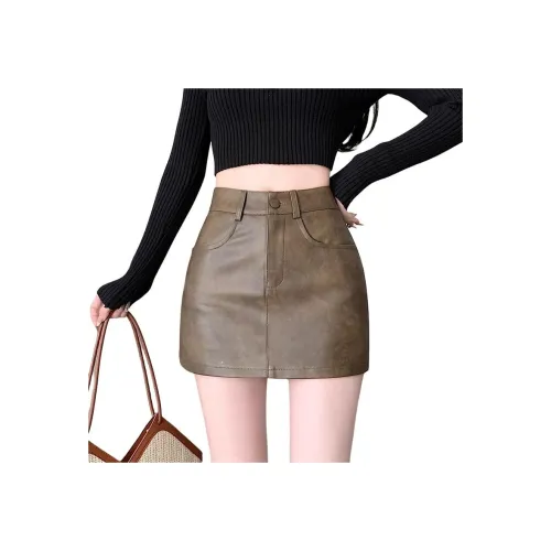 YEARNED Кожаные короткие юбки Женские