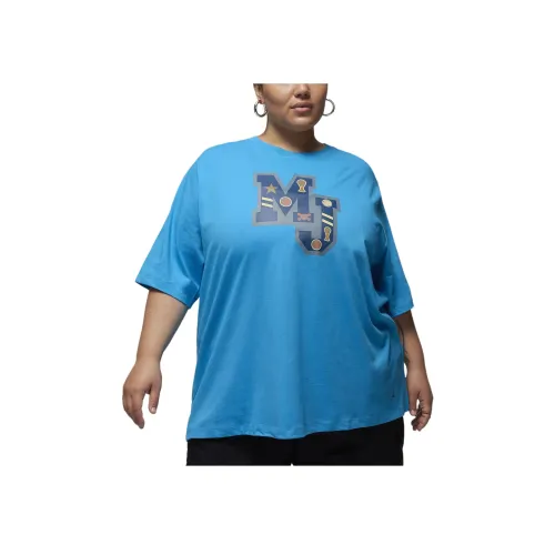 nike x Jordan Рукав с спущенным плечом T-рубашка Женская Синяя