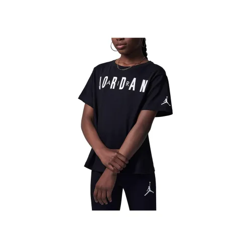 Джордан Черный Kids T-рубашки