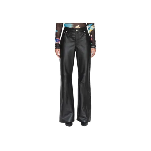 MOSCHINO Кожаные штаны женские черные