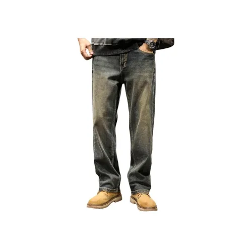 LUJIEBANG Ripe ПУ (полиуретан)'ER Синий Мужские Джинсы