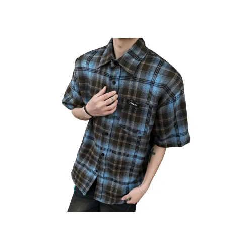 MARK WAFFLE Синие Унисекс Рубашки