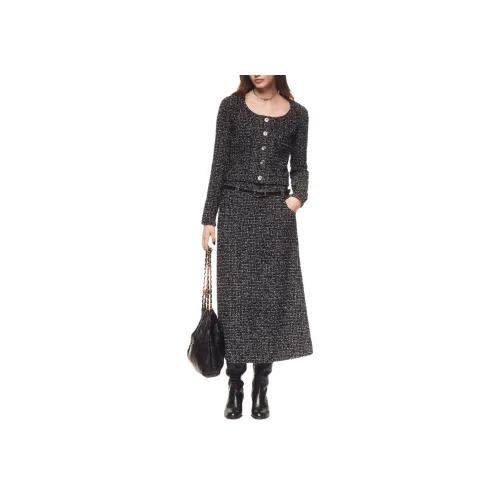 CHANEL 24 Весенний Летний Новый Приход Длинная Юбка Повседневная Женская Черная