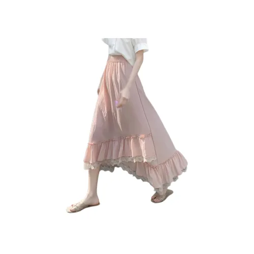 Wbwq Розовый Женские Повседневные Длинные Юбки