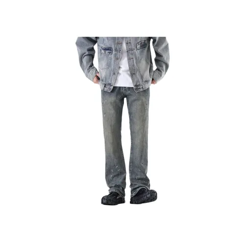 SONGS ALONG Джинсы Унисекс Винтаж Синий