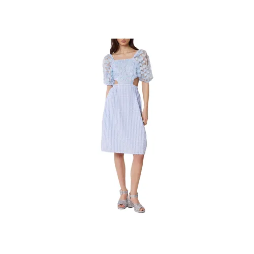 MANOUSH Blue Женские Короткие Платья с Рукавами