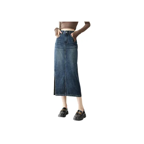 HIPPIEMISS Denim Long Skirt Women's Vintage Blue HIPPIEMISS Деним Длинная Юбка Женская Винтажный Синий