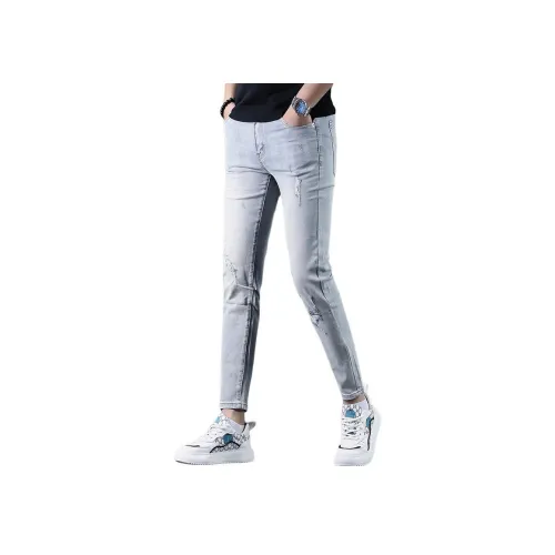 JIKENDI 521 Синий Ankle Длина Мужские Джинсы