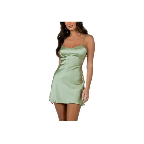 PRINCESS POLLY CLEMENCE Мини Платье Slip Платье Женское Шалфейный Шалфейно-зеленый