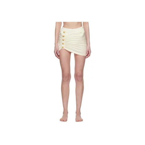 BALMAIN Экрю Женские Повседневные Короткие Юбки
