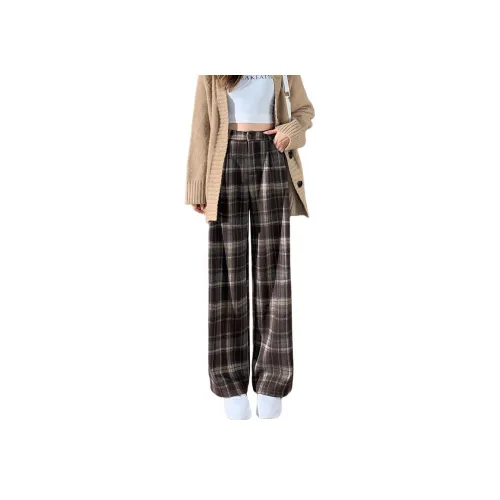 SITOL Повседневные брюки женские хаки в клетку