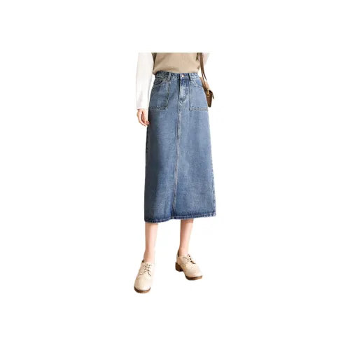 BALENO Denim Long Skirt Women's Vintage Blue BALENO Деним Длинная Юбка Женская Винтажный Синий