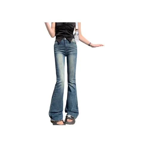 Розовый джинсы женские винтажный синий