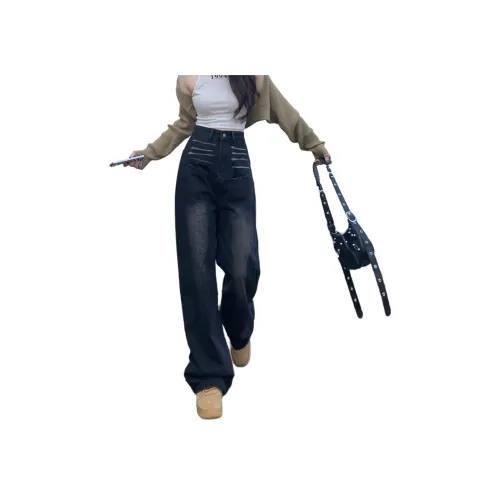 Menglaini Черные Женские Джинсы