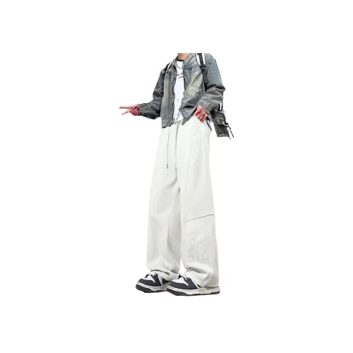 WHELVE Повседневные брюки Унисекс Белый Фотиния Серый