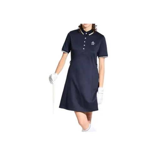 Munsingwear Морской синий Женские Короткие Платья с Длинными Рукавами