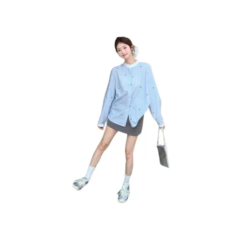 DOSOHEB Blue Women's Shirts DOSOHEB Синий Женские Рубашки