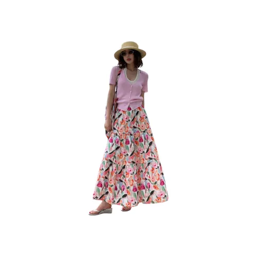 NANING9 Повседневная длинная юбка женская