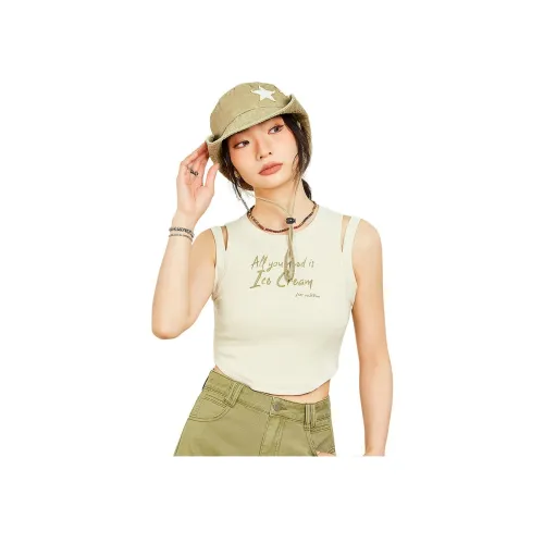 MUGUOGUOMU Бежево-абрикосовые Женские Майки