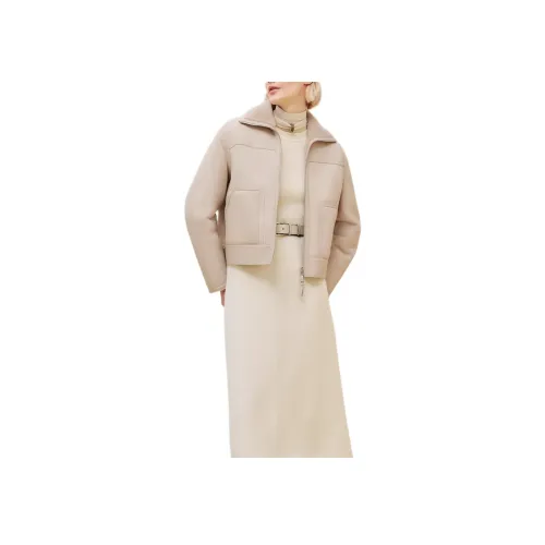 HERMES FW24 Кожа Куртка Женская Бежевая